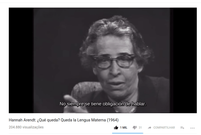 Hannah Arendt entrevistada por Günter Gaus en 1964.